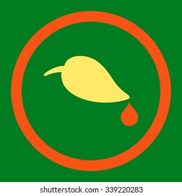 Ecology vector icon. Style is bicolor flat rounded symbol, orange and yellow colors, rounded angles, green background.