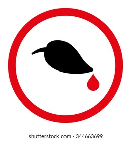 Ecology vector icon. Style is bicolor flat rounded symbol, intensive red and black colors, rounded angles, white background.