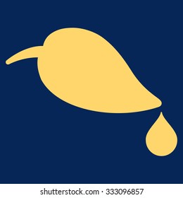 Ecology vector icon. Style is flat symbol, yellow color, rounded angles, blue background.