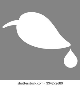Ecology vector icon. Style is flat symbol, white color, rounded angles, gray background.