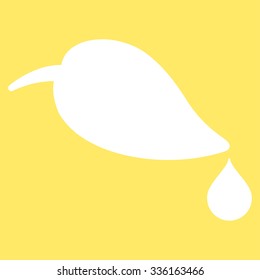 Ecology vector icon. Style is flat symbol, white color, rounded angles, yellow background.