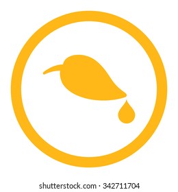 Ecology vector icon. Style is flat rounded symbol, yellow color, rounded angles, white background.