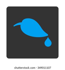 Ecology vector icon. Style is flat rounded square button, blue and gray colors, white background.
