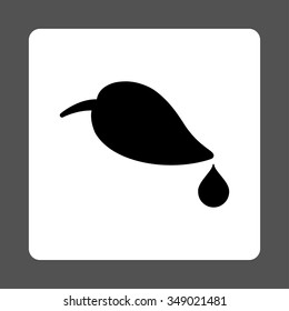 Ecology vector icon. Style is flat rounded square button, black and white colors, gray background.