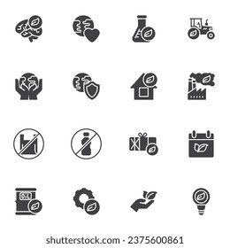 Ecology vector icons set, modern solid symbol collection, filled style pictogram pack. Signs, logo illustration. Set includes icons as world environment day, save planet, eco friendly, no plastic