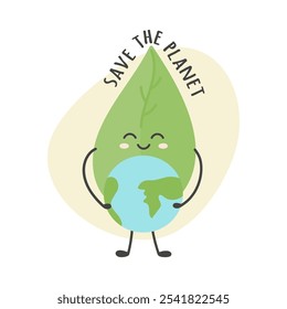 Ilustración vectorial de ecología con carácter de hoja