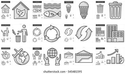 Ecology vector line icon set isolated on white background. Ecology line icon set for infographic, website or app. Scalable icon designed on a grid system.