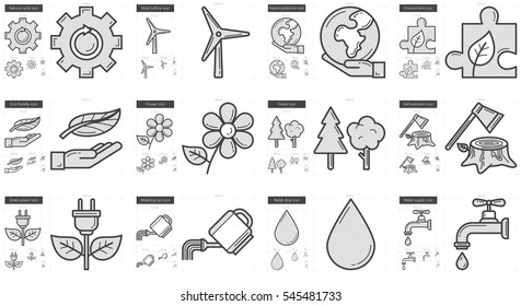 Ecology vector line icon set isolated on white background. Ecology line icon set for infographic, website or app. Scalable icon designed on a grid system.