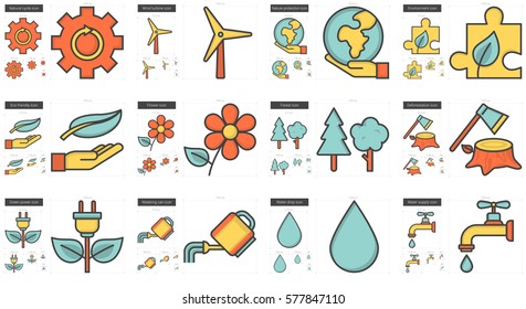 Ecology vector line icon set isolated on white background. Ecology line icon set for infographic, website or app. Scalable icon designed on a grid system.