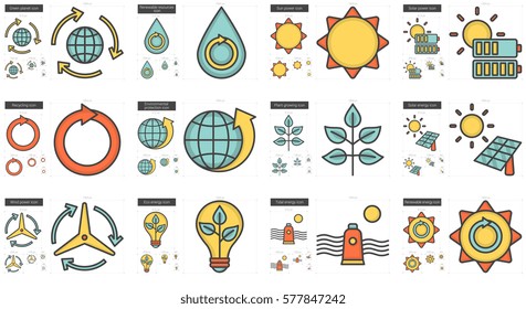 Ícone de linha de vetor de ecologia definido isolado no plano de fundo branco. Ícone de linha de ecologia definido para infográfico, site ou aplicativo. Ícone escalável projetado em um sistema de grade.