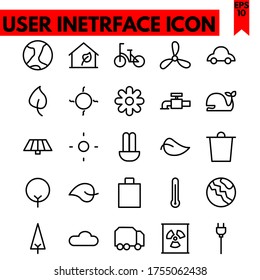 Ecology vector line icons set