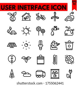 Ecology vector line icons set