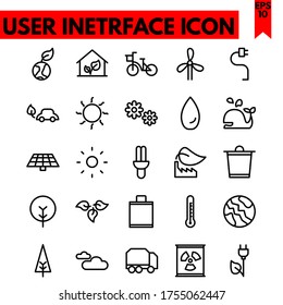Ecology vector line icons set