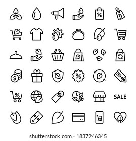 ECOLOGY Vector Line Icons Set, contains icons such as photosynthesis, environmental protection, eco-friendly packaging, growth time, editable stroke, Keep Ecology.