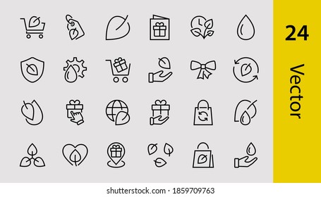 ECOLOGY Vector Line Icons Set, contains icons such as photosynthesis, environmental protection, eco-friendly packaging, growth time, editable stroke, Keep Ecology.