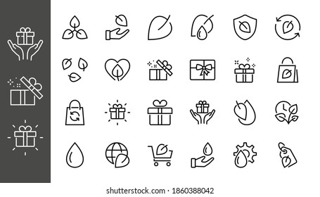 ECOLOGY Vector Line Icons Set, contains icons such as photosynthesis, environmental protection, eco-friendly packaging, growth time, editable stroke, Keep Ecology.