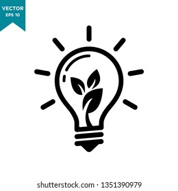 ecology vector logo template, bulb lamp icon 