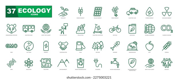 Ecology vector outline icon collection