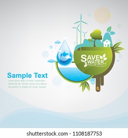Vector ecológico: Salvemos el concepto del agua salve el mundo
