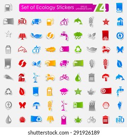 ecology vector sticker icons with shadow. Paper cut