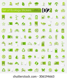 ecology vector sticker icons with shadow. Paper cut