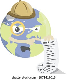 Ecology Vector, Worried Planet Earth, Extinct Species List.