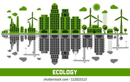 ecology versus pollution vector elements