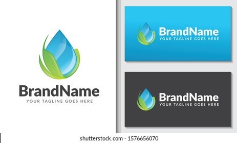 ecology water leaf nature concept logo icon vector 