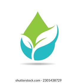 ecology waterdrop logo vector icon illustration design 