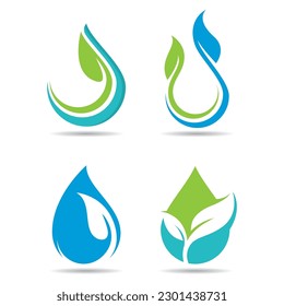 ecology waterdrop logo vector icon illustration design 