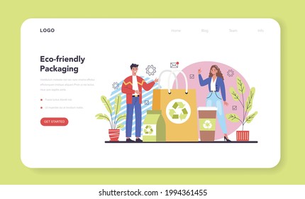 Ecology web banner or landing page. Idea of environmental protection and global eco-system conservation. and recycle. Garbage sorting and eco production. Flat vector illustration