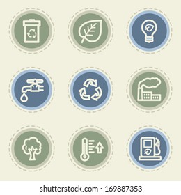 Ecología conjunto de iconos web 1, botones vintage
