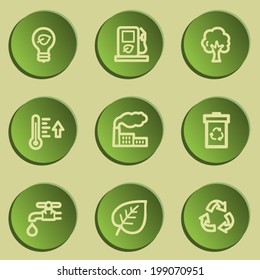 Ecología conjunto de iconos web 1, conjunto de pegatinas de papel verde