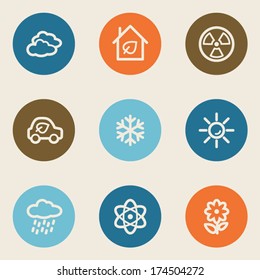 Ecología conjunto de iconos web 2, botones de círculo color