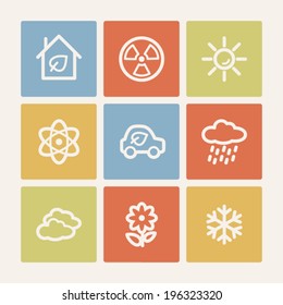 Ecology web icon set 2, color square buttons