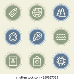 Ecología conjunto de iconos web 3, botones vintage