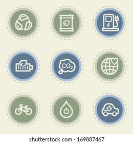 Ecología conjunto de iconos web 4, botones vintage