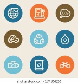 Ecología conjunto de iconos web 4, botones de círculo color