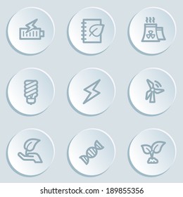 Ecology web icon set 5, white sticker buttons