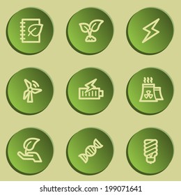 Ecology web icon set 5, green paper stickers set