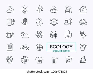 Ecology Web icon set. Vector Thin Line Symbols Design for CSR report. 