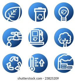 Iconos web ecológicos, serie de círculos azules