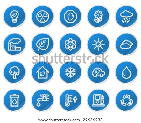 Ecology web icons, blue sticker series