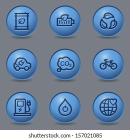 Ecology web icons, circle blue buttons