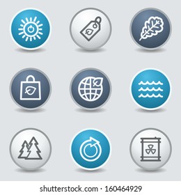 Ecology web icons, circle blue buttons
