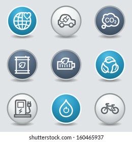 Ecology web icons, circle blue buttons