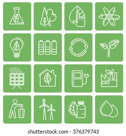 Ecology web icons green set