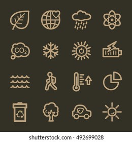 Ecology web icons.  Green technology, environment protection and recycling symbol, vector signs