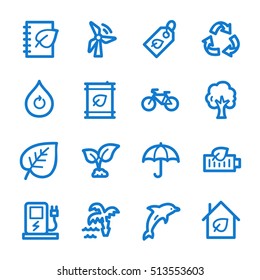 Ecology web icons.  Green technology, environment protection and recycling symbol, vector signs