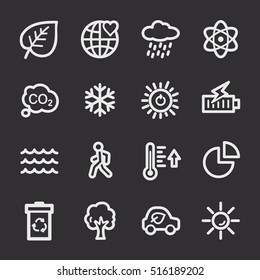 Ecology web icons.  Green technology, environment protection and recycling symbol, vector signs